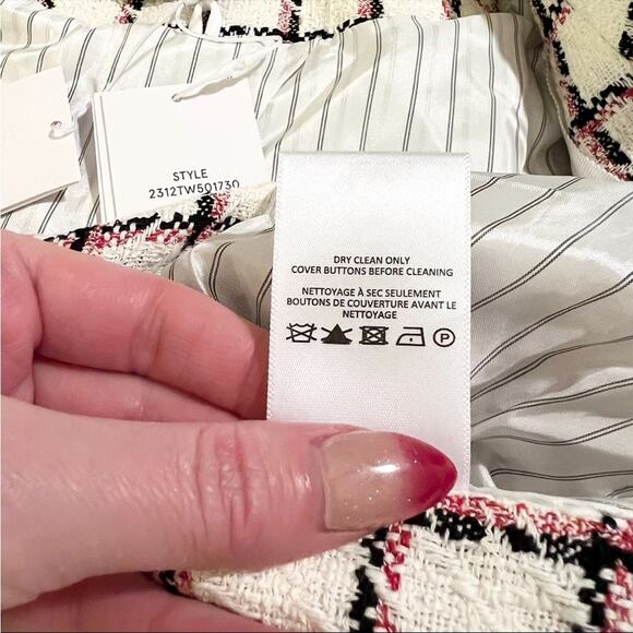 VERONICA BEARD Taja Dickey Jacket in Ecru Multi Black Red White Tweed Size 6 NEW - Picture 9 of 11